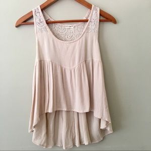 Peach Royal Boho Crop Lace Top High-Low Size S